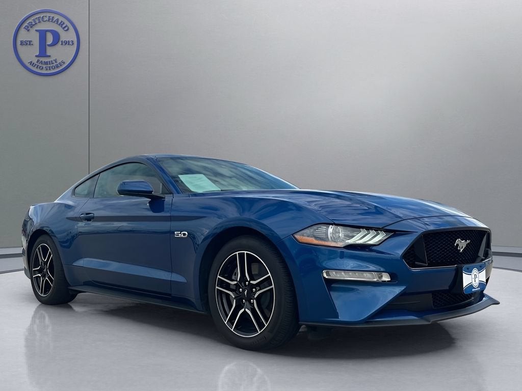 2023 Ford Mustang GT in Blue — front three-quarter view