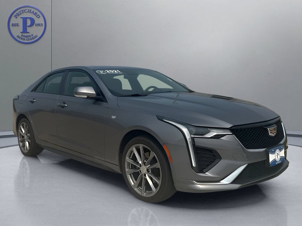2021 Cadillac CT4 Sport in Satin Steel Metallic — front three-quarter view