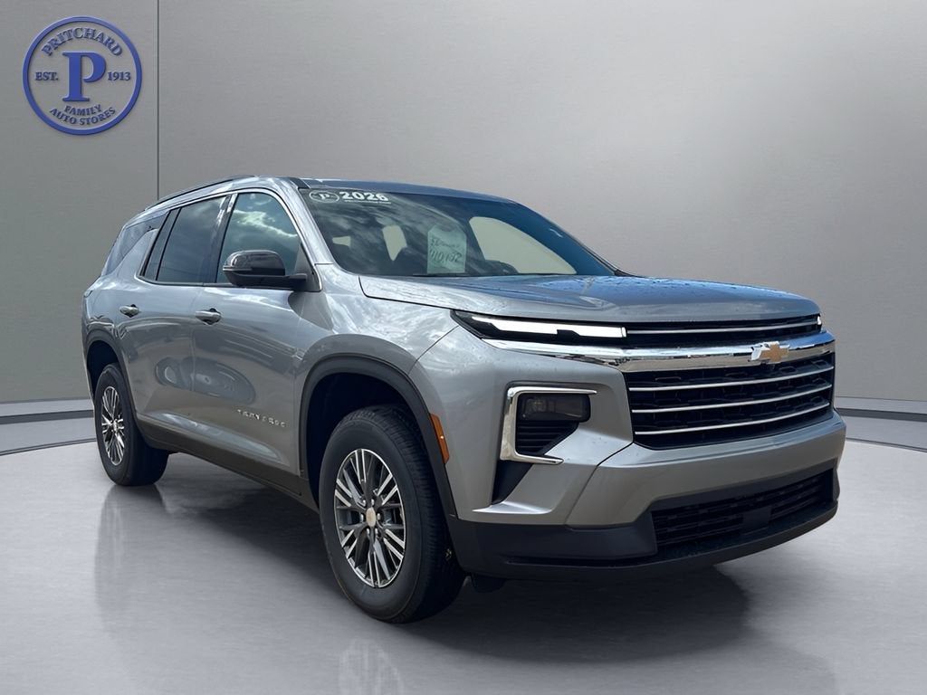2026 Chevrolet Traverse LT in Sterling Gray Metallic — front three-quarter view