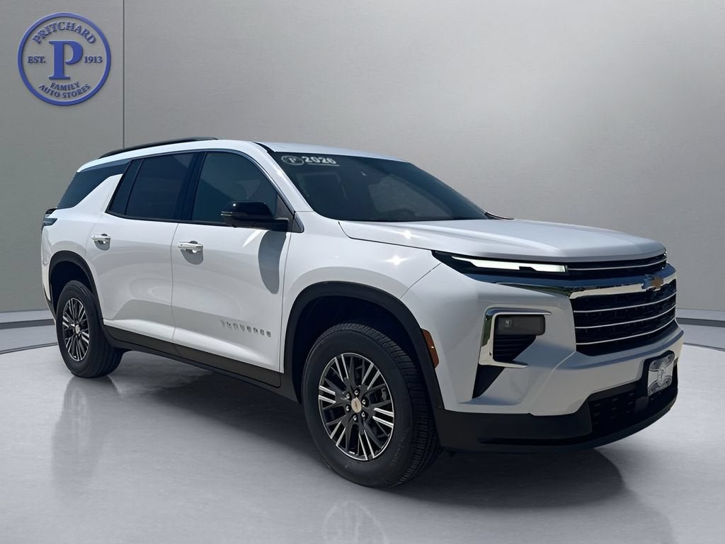 2026 Chevrolet Traverse LT in Summit White — front three-quarter view