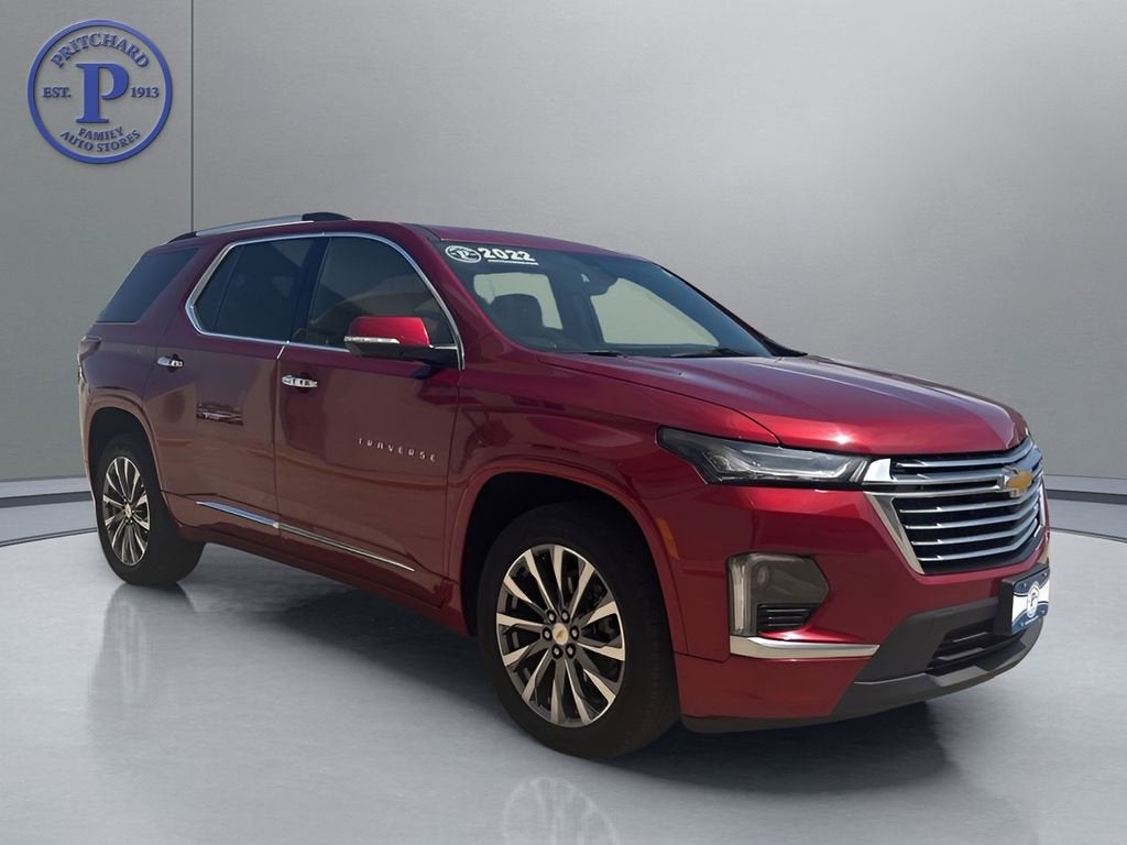 2022 Chevrolet Traverse Premier in Cherry Red Tintcoat — front three-quarter view