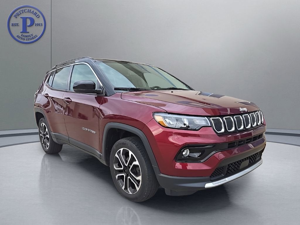 2022 Jeep Compass Limited in Red — front three-quarter view
